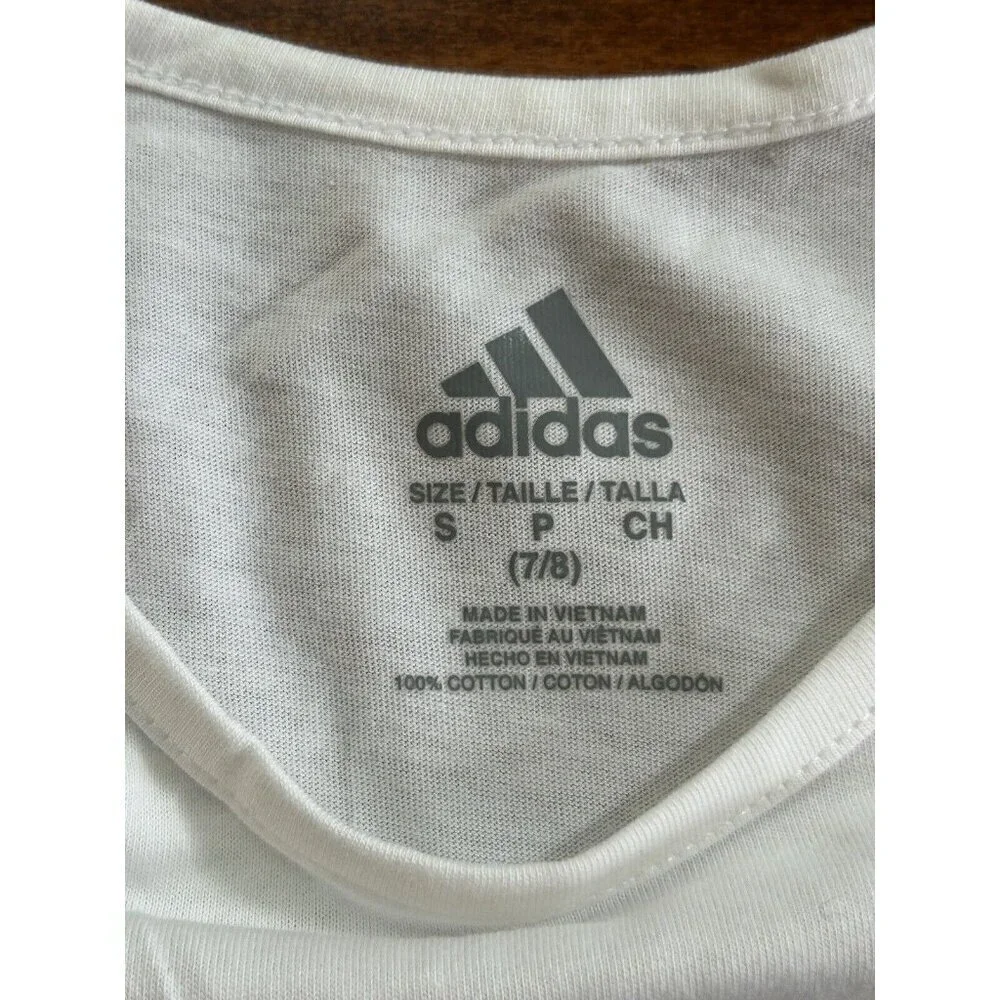 adidas Girls' Short Sleeve‎ Cotton Scoop Neck Tee T-Shirt Rainbow NWT Size S 7/8